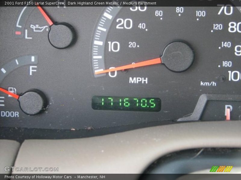 Dark Highland Green Metallic / Medium Parchment 2001 Ford F150 Lariat SuperCrew