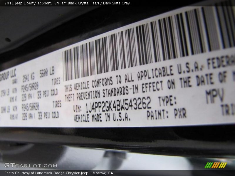 2011 Liberty Jet Sport Brilliant Black Crystal Pearl Color Code PXR