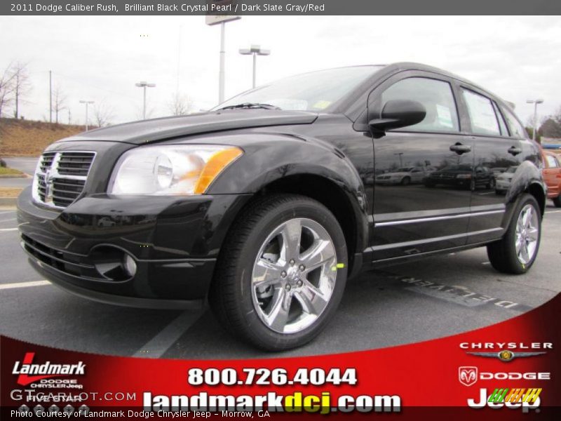 Brilliant Black Crystal Pearl / Dark Slate Gray/Red 2011 Dodge Caliber Rush