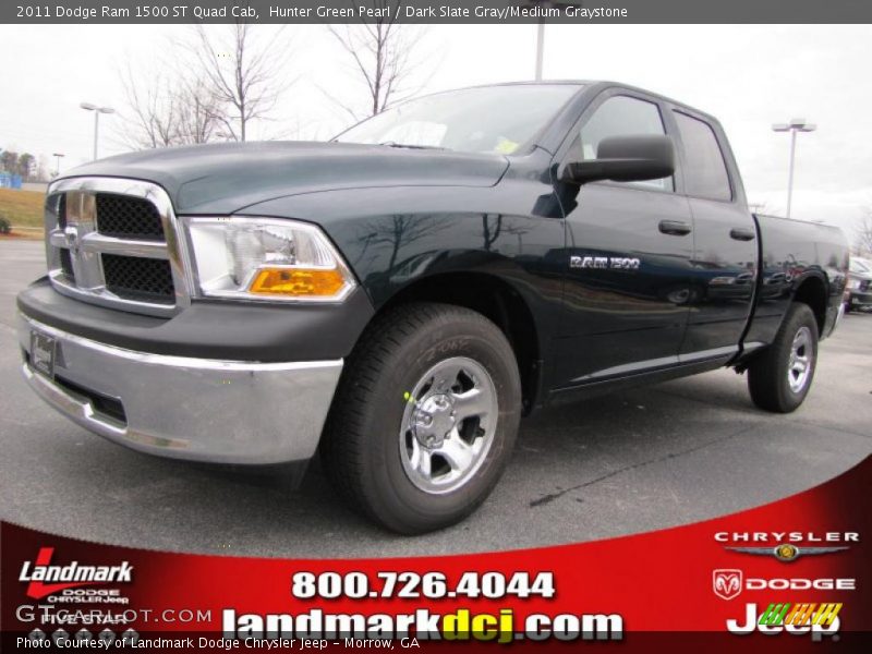 Hunter Green Pearl / Dark Slate Gray/Medium Graystone 2011 Dodge Ram 1500 ST Quad Cab
