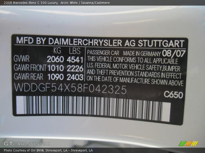 Arctic White / Savanna/Cashmere 2008 Mercedes-Benz C 300 Luxury