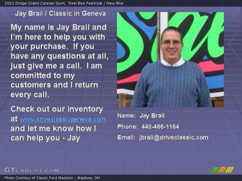 Steel Blue Pearlcoat / Navy Blue 2001 Dodge Grand Caravan Sport