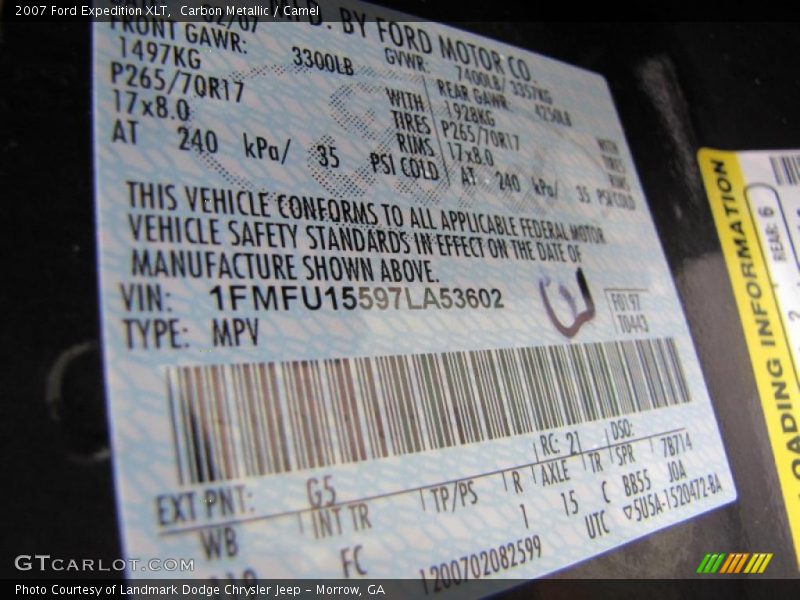 Carbon Metallic / Camel 2007 Ford Expedition XLT