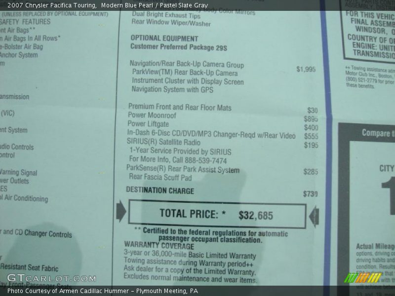 Modern Blue Pearl / Pastel Slate Gray 2007 Chrysler Pacifica Touring