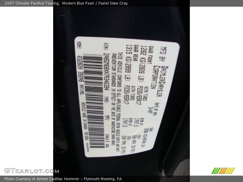Modern Blue Pearl / Pastel Slate Gray 2007 Chrysler Pacifica Touring