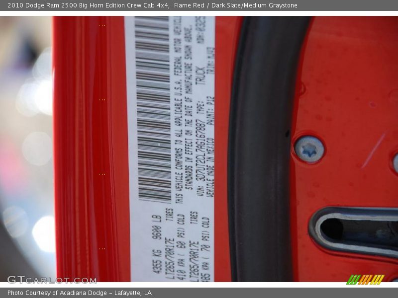 Flame Red / Dark Slate/Medium Graystone 2010 Dodge Ram 2500 Big Horn Edition Crew Cab 4x4