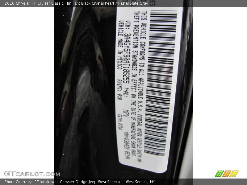 Brilliant Black Crystal Pearl / Pastel Slate Gray 2010 Chrysler PT Cruiser Classic