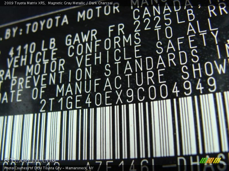 Magnetic Gray Metallic / Dark Charcoal 2009 Toyota Matrix XRS
