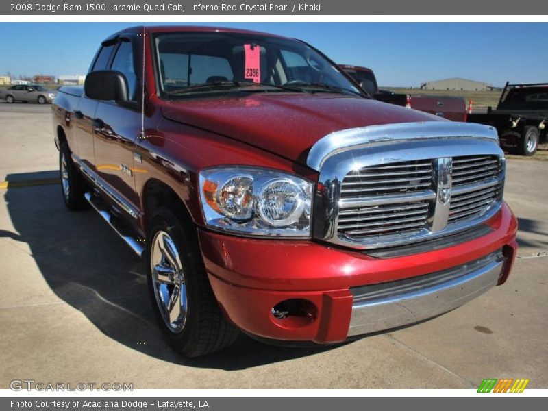 Inferno Red Crystal Pearl / Khaki 2008 Dodge Ram 1500 Laramie Quad Cab