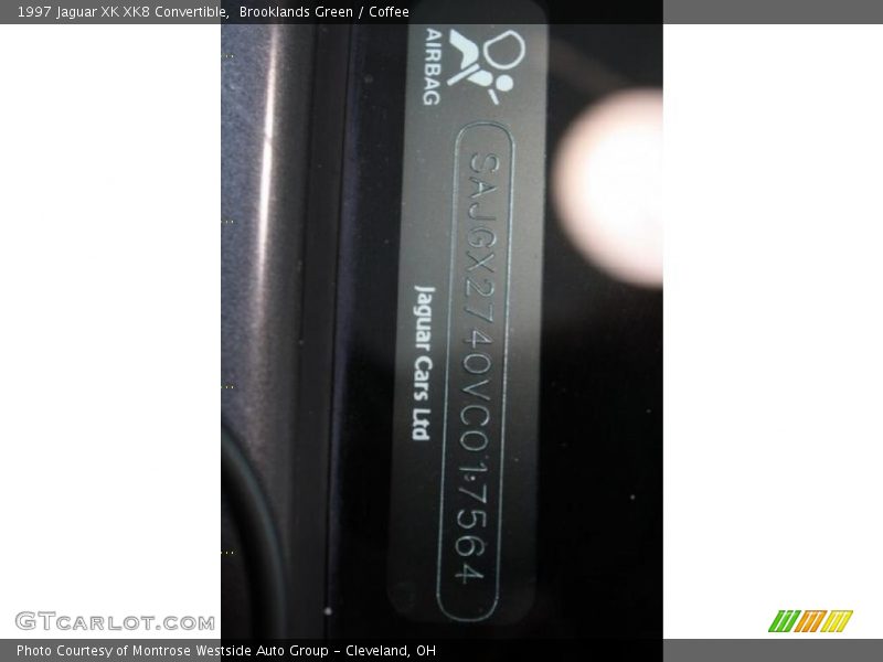 Info Tag of 1997 XK XK8 Convertible