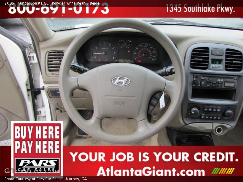Powder White Pearl / Beige 2005 Hyundai Sonata GL
