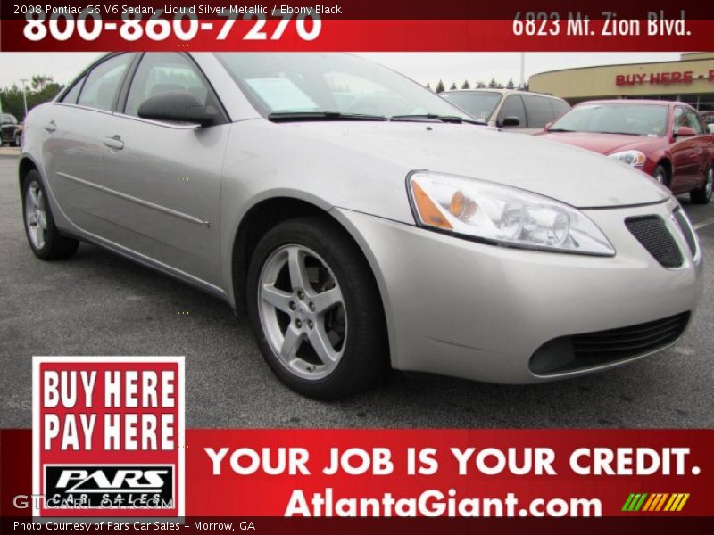 Liquid Silver Metallic / Ebony Black 2008 Pontiac G6 V6 Sedan