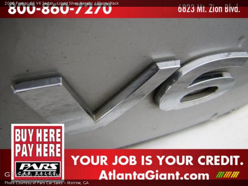 Liquid Silver Metallic / Ebony Black 2008 Pontiac G6 V6 Sedan