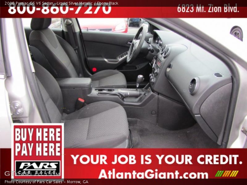 Liquid Silver Metallic / Ebony Black 2008 Pontiac G6 V6 Sedan