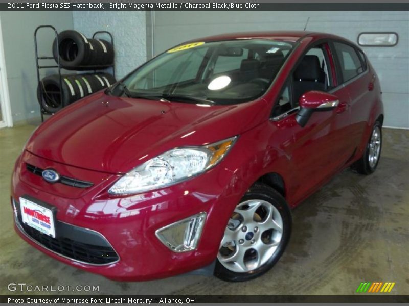 Bright Magenta Metallic / Charcoal Black/Blue Cloth 2011 Ford Fiesta SES Hatchback