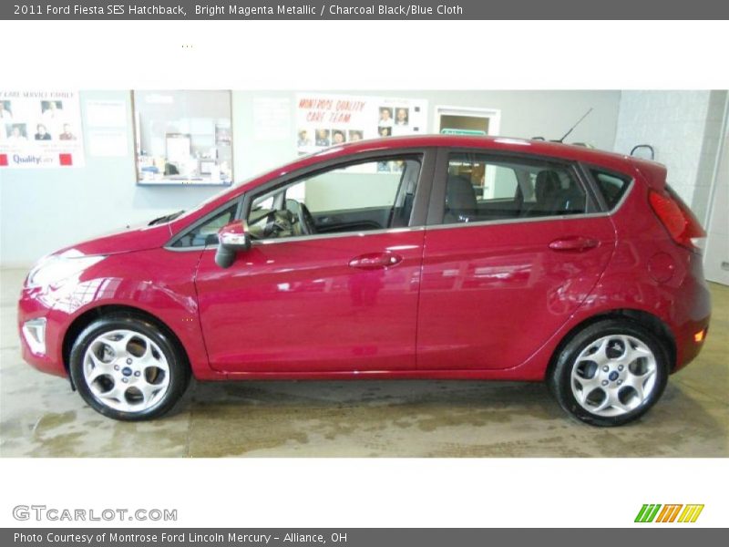 Bright Magenta Metallic / Charcoal Black/Blue Cloth 2011 Ford Fiesta SES Hatchback