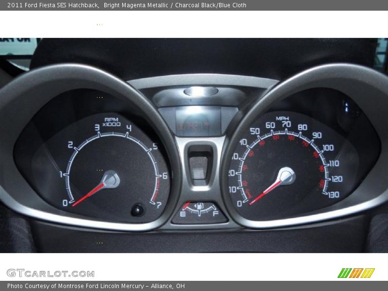 Bright Magenta Metallic / Charcoal Black/Blue Cloth 2011 Ford Fiesta SES Hatchback