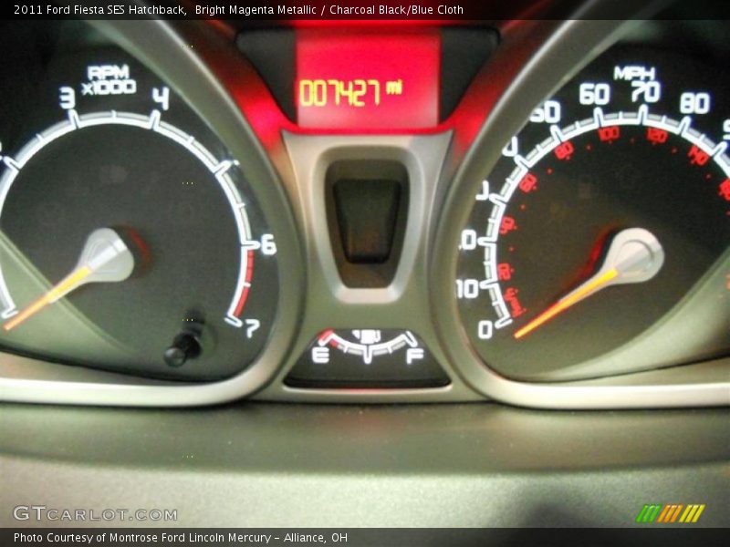 Bright Magenta Metallic / Charcoal Black/Blue Cloth 2011 Ford Fiesta SES Hatchback