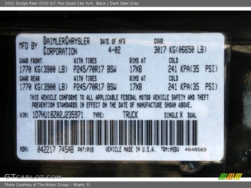 Black / Dark Slate Gray 2002 Dodge Ram 1500 SLT Plus Quad Cab 4x4