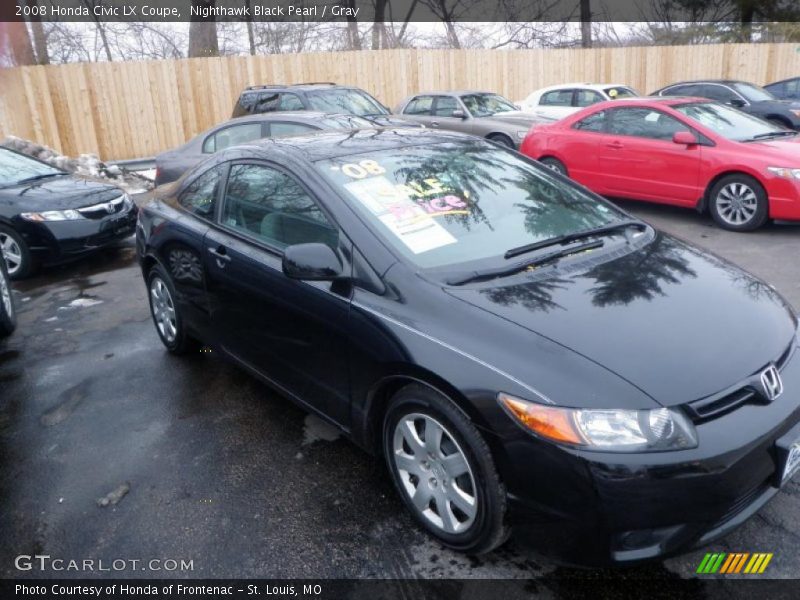 Nighthawk Black Pearl / Gray 2008 Honda Civic LX Coupe