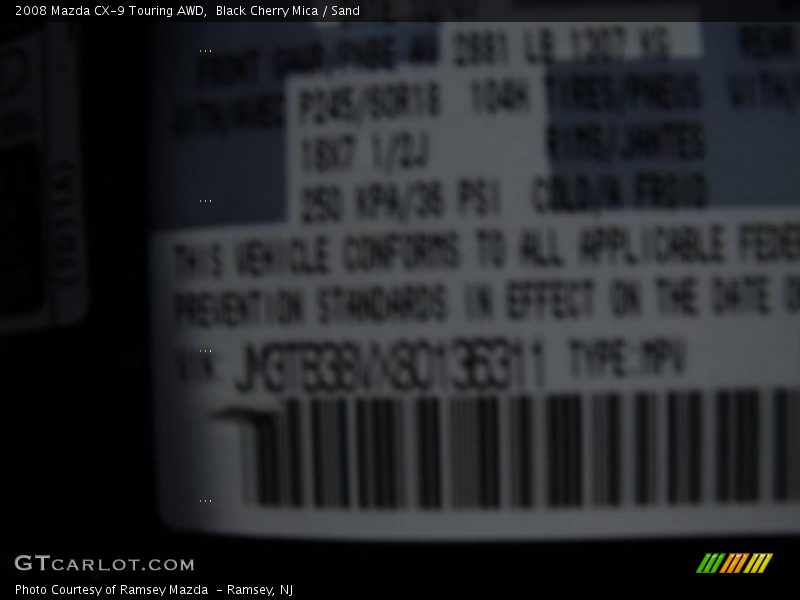 Black Cherry Mica / Sand 2008 Mazda CX-9 Touring AWD