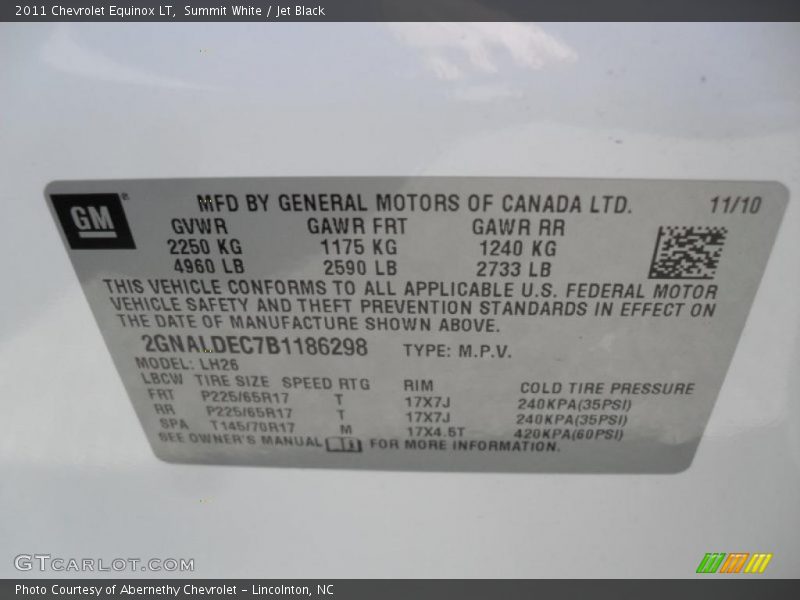 Summit White / Jet Black 2011 Chevrolet Equinox LT