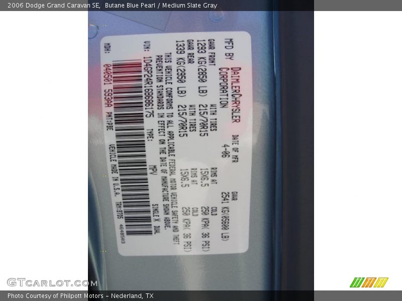 Butane Blue Pearl / Medium Slate Gray 2006 Dodge Grand Caravan SE