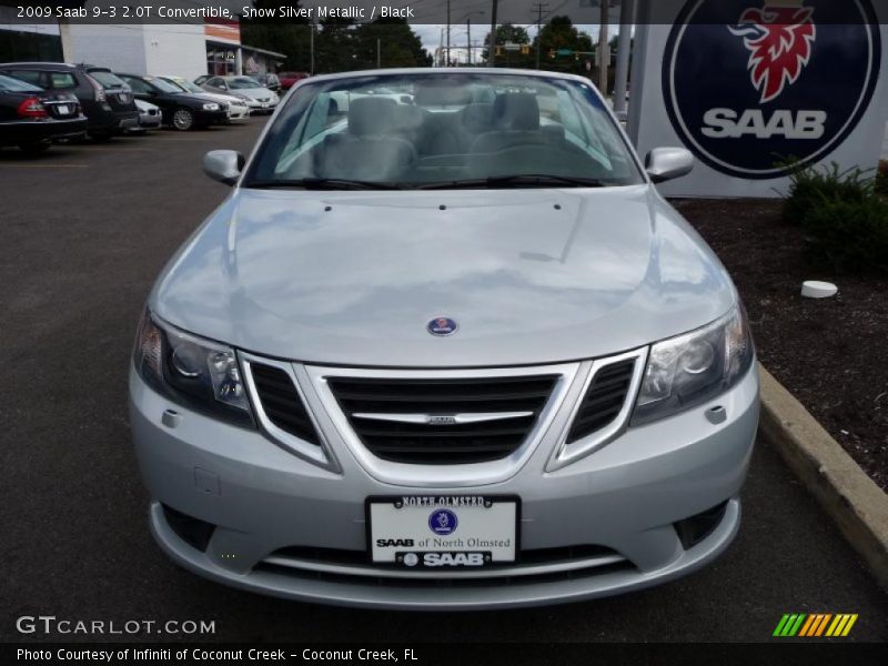 Snow Silver Metallic / Black 2009 Saab 9-3 2.0T Convertible
