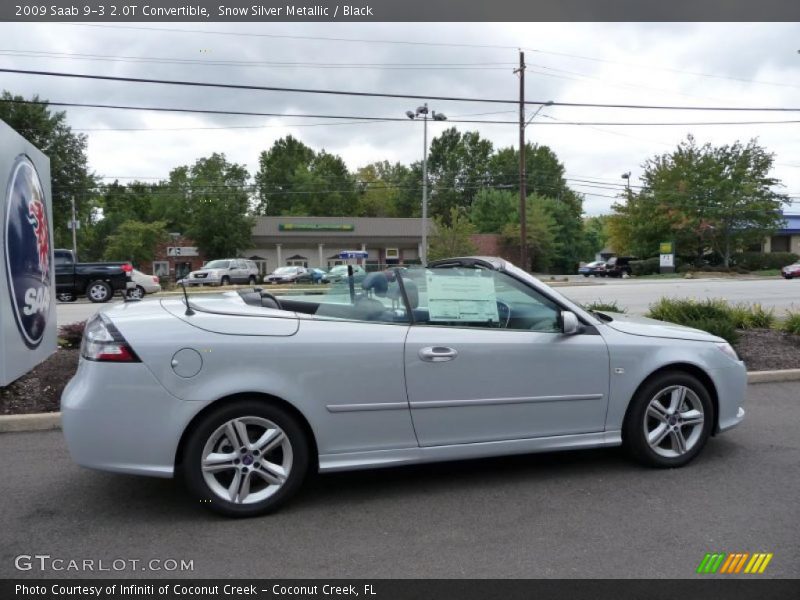 Snow Silver Metallic / Black 2009 Saab 9-3 2.0T Convertible