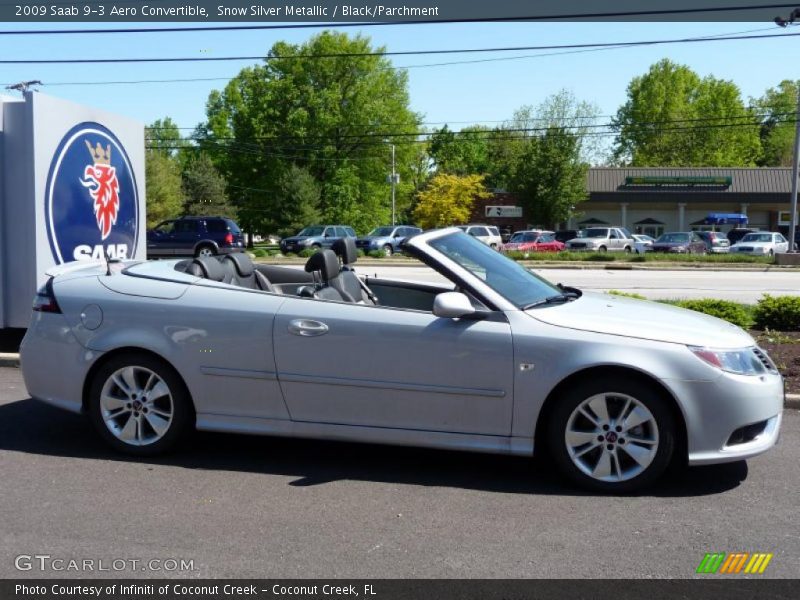 Snow Silver Metallic / Black/Parchment 2009 Saab 9-3 Aero Convertible