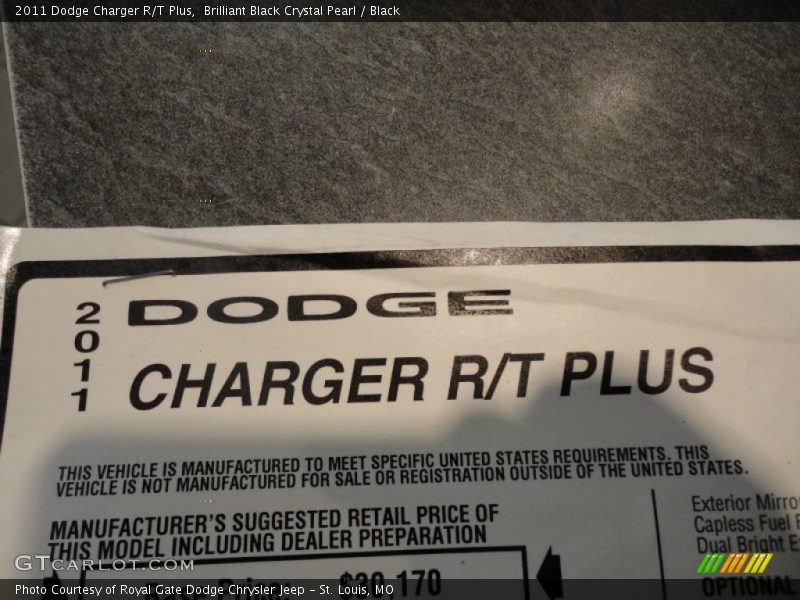  2011 Charger R/T Plus Window Sticker