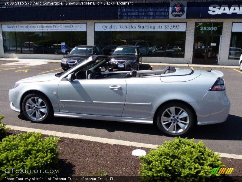 Snow Silver Metallic / Black/Parchment 2009 Saab 9-3 Aero Convertible