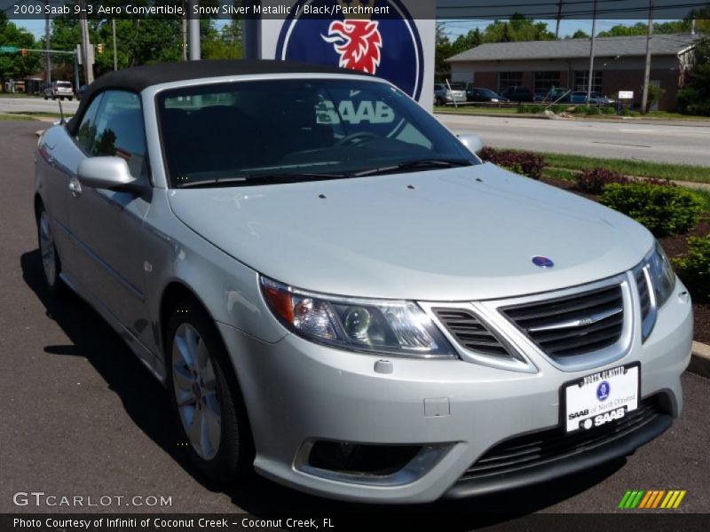 Snow Silver Metallic / Black/Parchment 2009 Saab 9-3 Aero Convertible