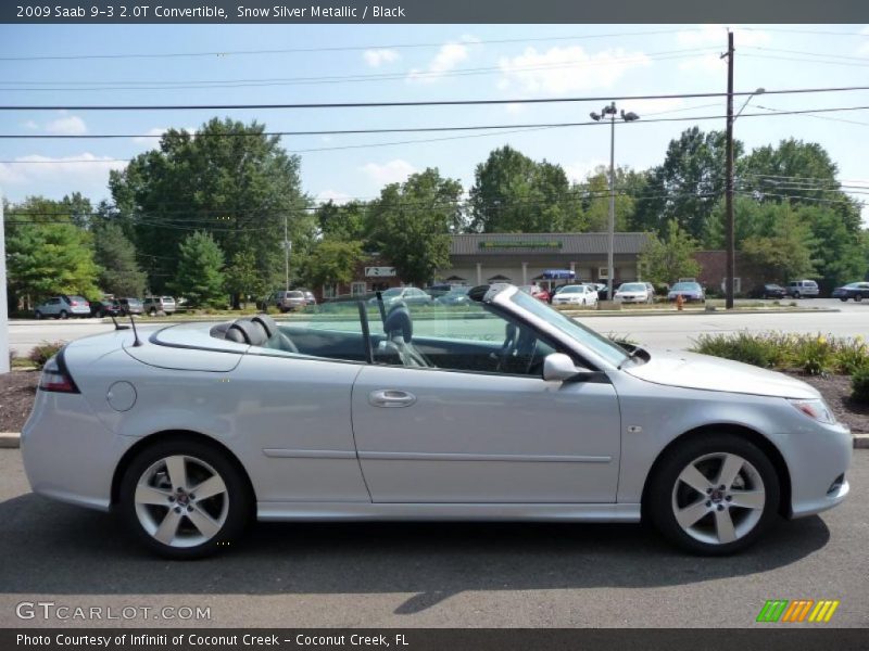 Snow Silver Metallic / Black 2009 Saab 9-3 2.0T Convertible