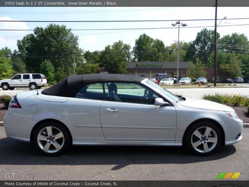 Snow Silver Metallic / Black 2009 Saab 9-3 2.0T Convertible