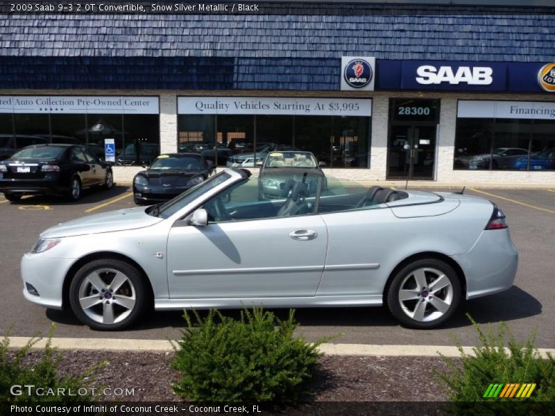 Snow Silver Metallic / Black 2009 Saab 9-3 2.0T Convertible