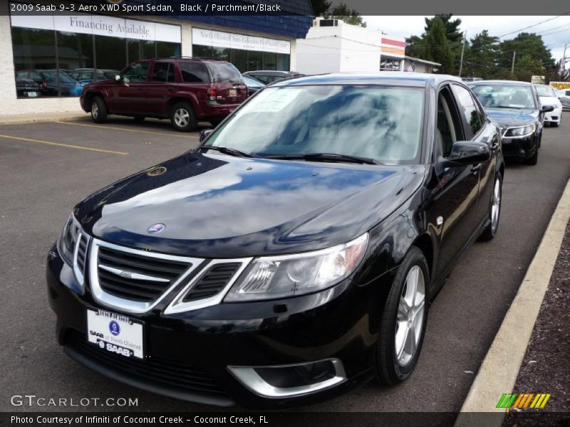 Black / Parchment/Black 2009 Saab 9-3 Aero XWD Sport Sedan