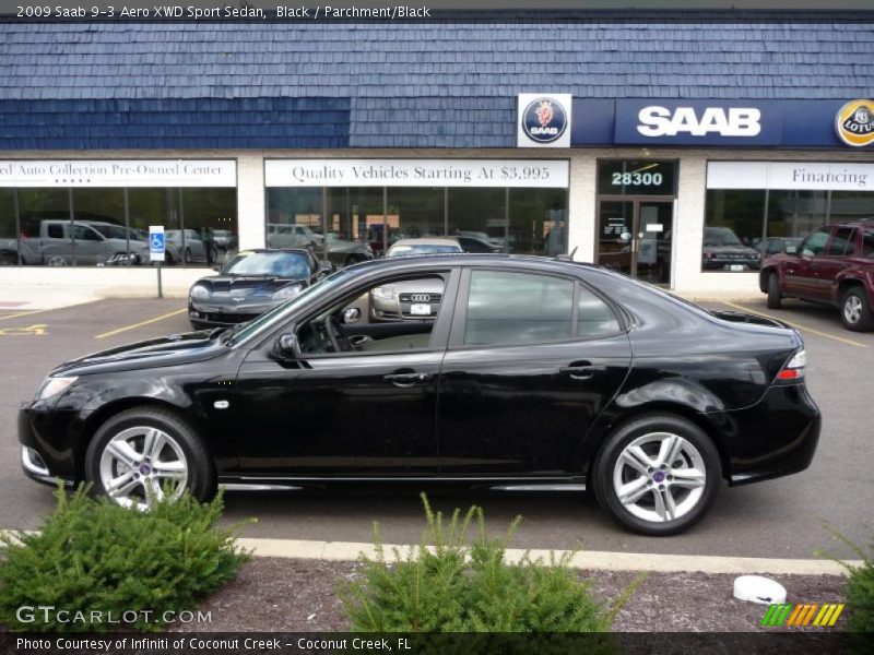 Black / Parchment/Black 2009 Saab 9-3 Aero XWD Sport Sedan