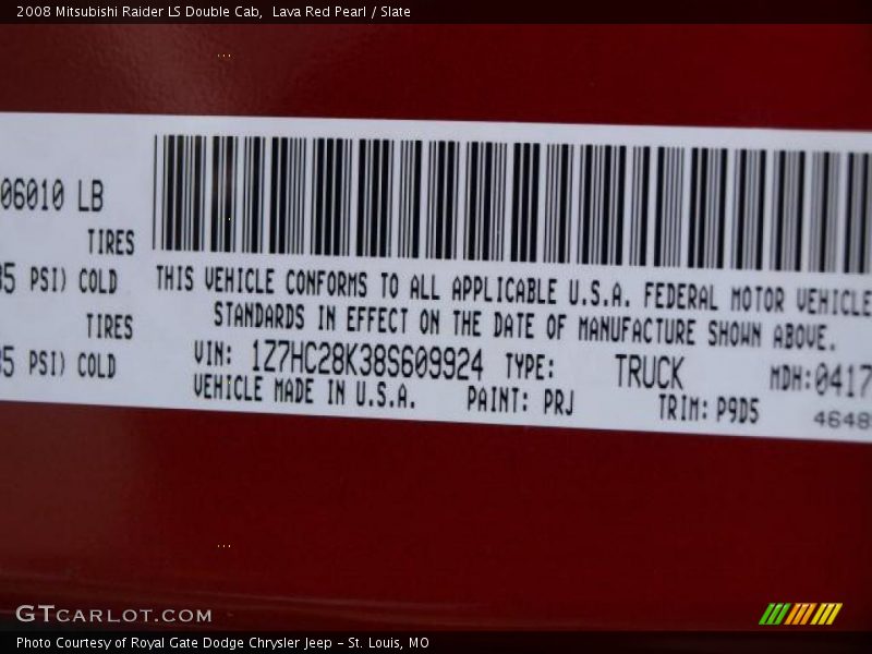 Lava Red Pearl / Slate 2008 Mitsubishi Raider LS Double Cab