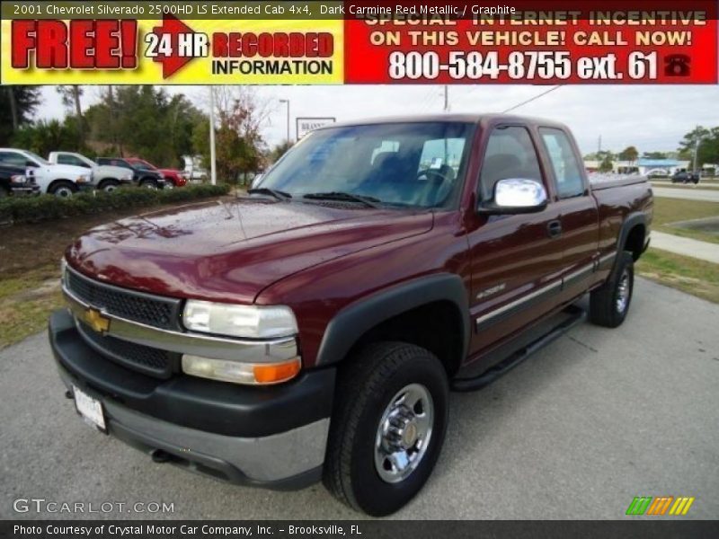 Dark Carmine Red Metallic / Graphite 2001 Chevrolet Silverado 2500HD LS Extended Cab 4x4