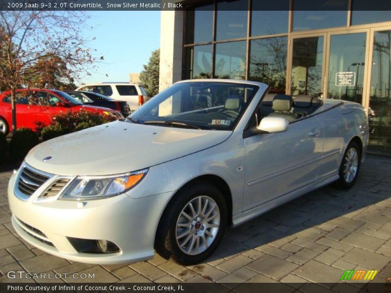 Snow Silver Metallic / Black 2009 Saab 9-3 2.0T Convertible