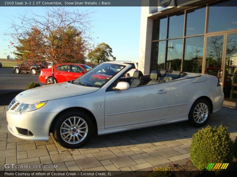 Snow Silver Metallic / Black 2009 Saab 9-3 2.0T Convertible