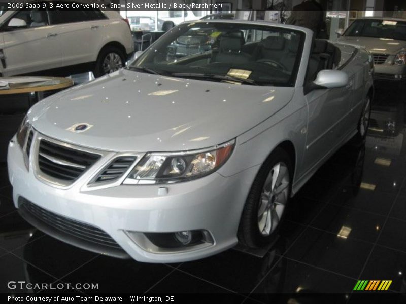 Snow Silver Metallic / Black/Parchment 2009 Saab 9-3 Aero Convertible