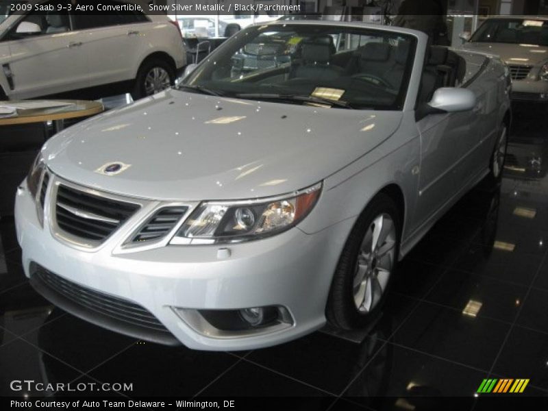 Snow Silver Metallic / Black/Parchment 2009 Saab 9-3 Aero Convertible