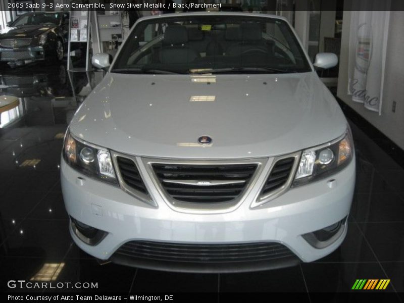 Snow Silver Metallic / Black/Parchment 2009 Saab 9-3 Aero Convertible