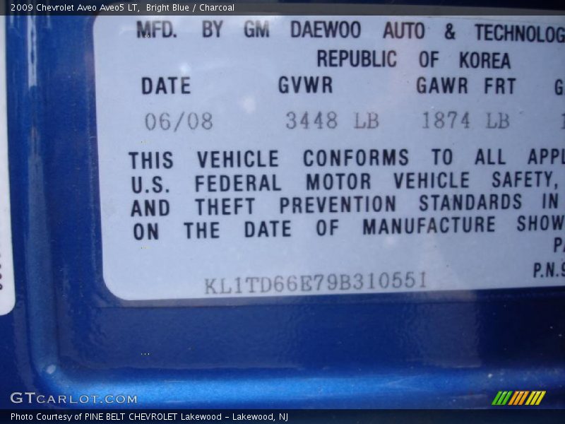 Bright Blue / Charcoal 2009 Chevrolet Aveo Aveo5 LT