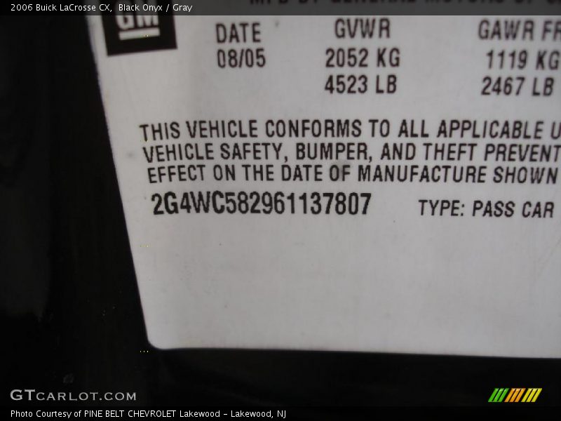 Black Onyx / Gray 2006 Buick LaCrosse CX