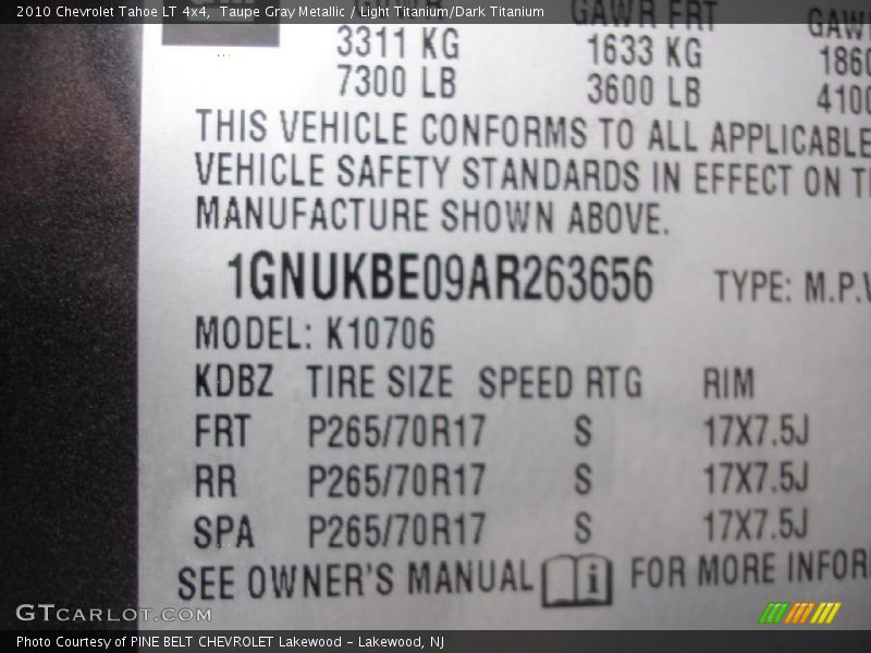 Taupe Gray Metallic / Light Titanium/Dark Titanium 2010 Chevrolet Tahoe LT 4x4