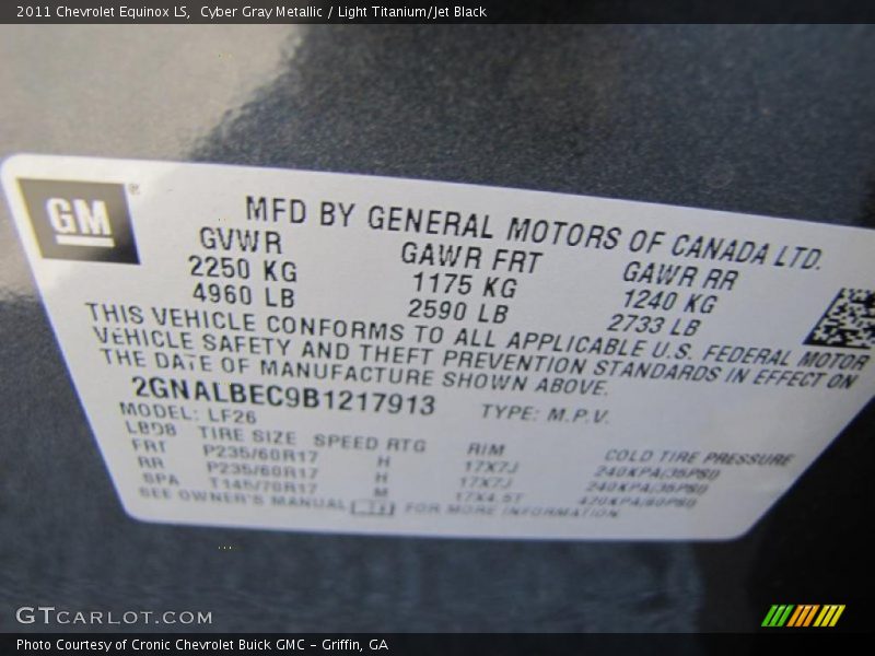 Cyber Gray Metallic / Light Titanium/Jet Black 2011 Chevrolet Equinox LS