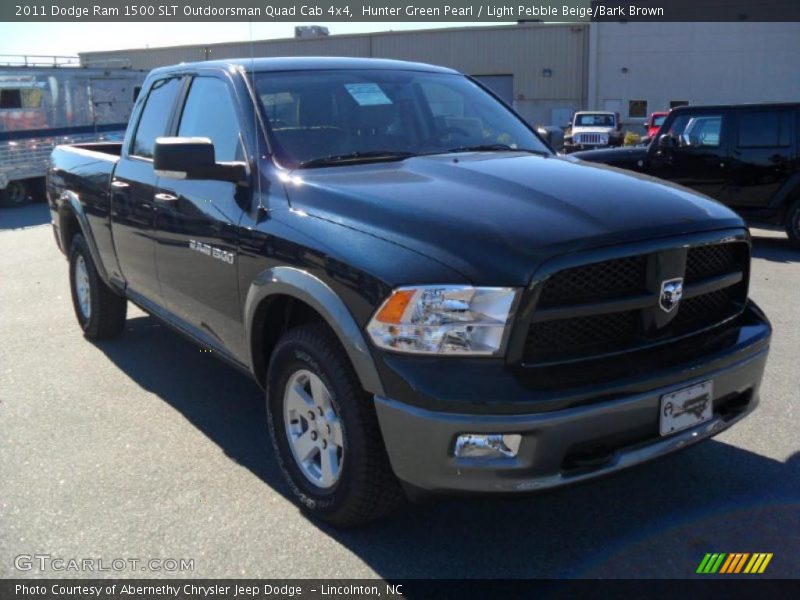 Hunter Green Pearl / Light Pebble Beige/Bark Brown 2011 Dodge Ram 1500 SLT Outdoorsman Quad Cab 4x4
